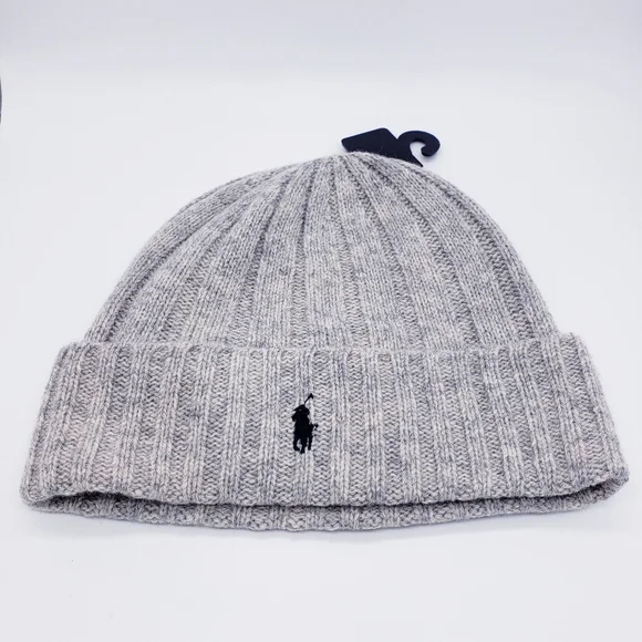 Polo Ralph Lauren Men's Beanie Skull Wool Cap Light Gray OS - Picture 1 of 4